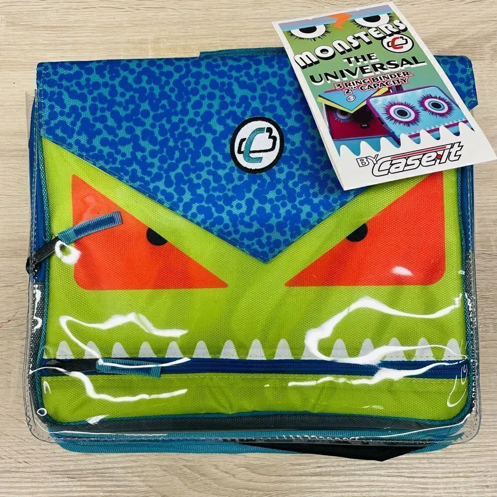 NWT Case-It Universal Monster Zipper Binder with Removable Laptop Sleeve 2” Ring